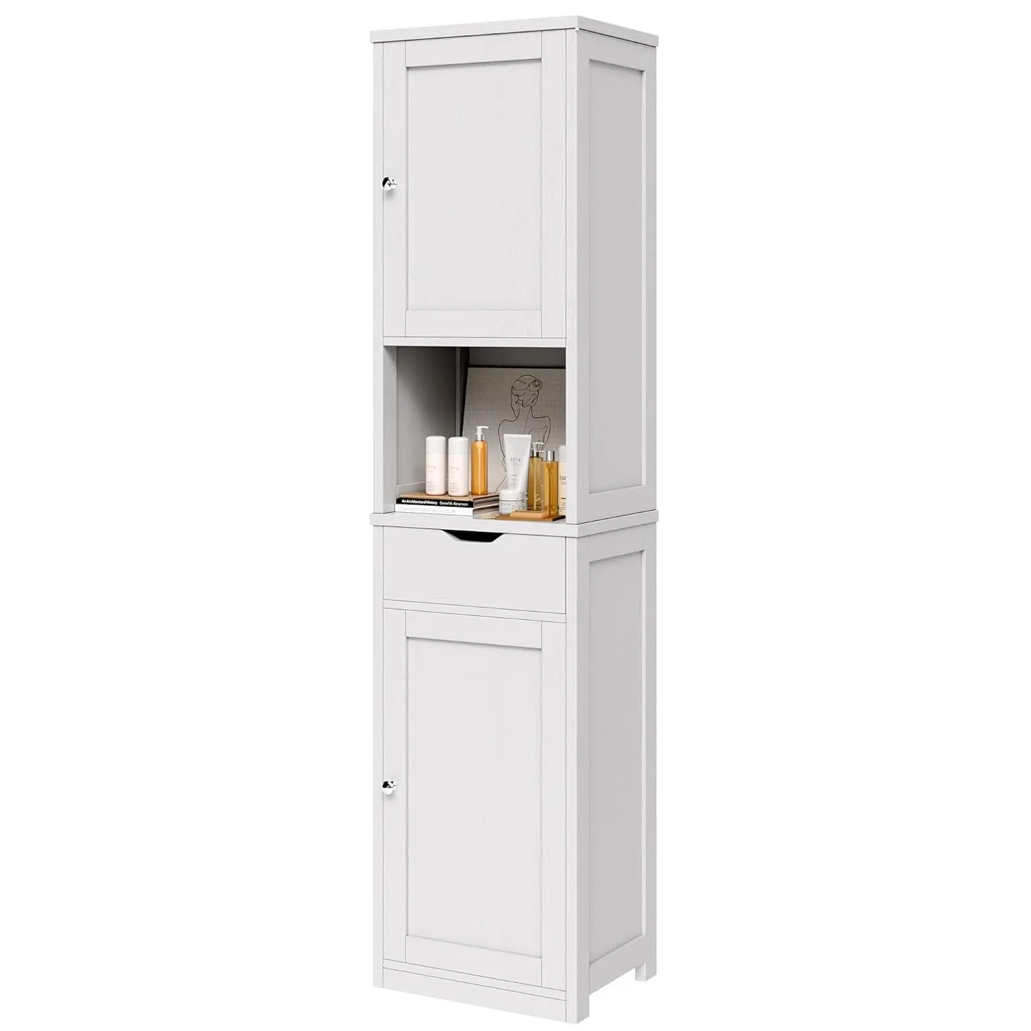 

Tall Bathroom Storage Cabinet, 64”H Narrow Storage Unit For Small Spaces, Freestanding Modern Cabinet With, Customized