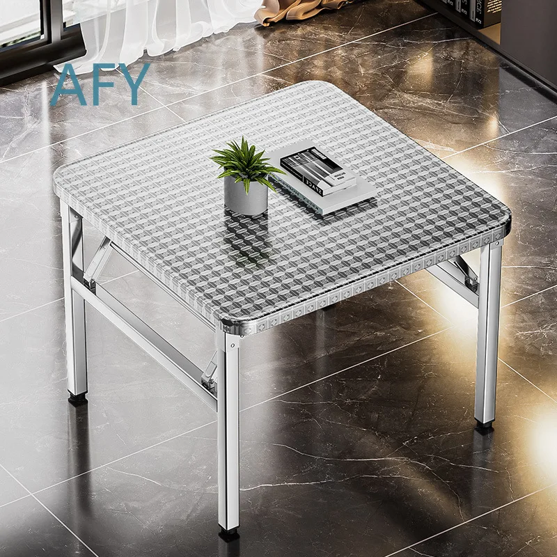 Heavy Duty Stainless Steel Folding Table for Outdoor Dining Camping Picnic BBQ Home Office Study Desk Night Market Use Square