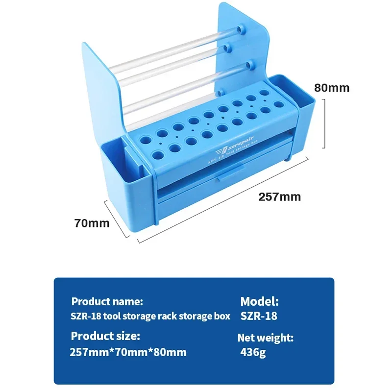 SZR-18 Tool Storage Rack Desktop Screwdriver Storage Box For Solder Wire Weld Paste Flux Mobile Phone Repair Tool Small Parts