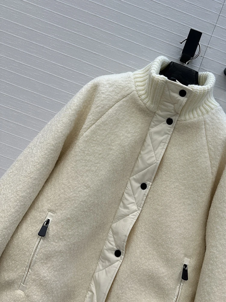SVORYXIU خريف شتاء 2025 نمط جديد نمط الترفيه صف واحد مشبك الصوف أسفل سترة امرأة موضة الأبيض الدافئة أسفل سترة #2
