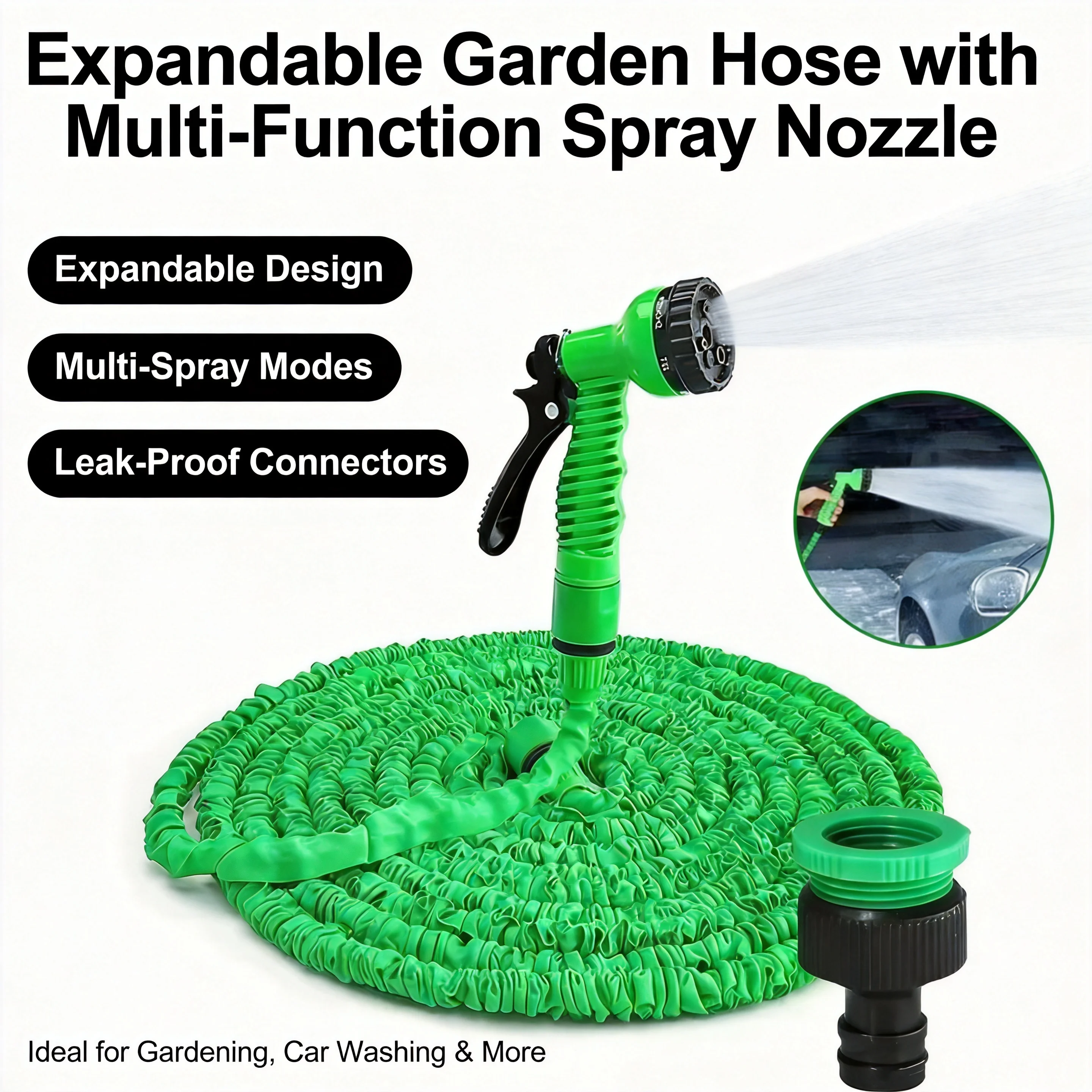 Retractable Magic Hose with High-Pressure Water Gun Expandable Garden Hose for Car Washing, Garden Watering & Household Cleaning