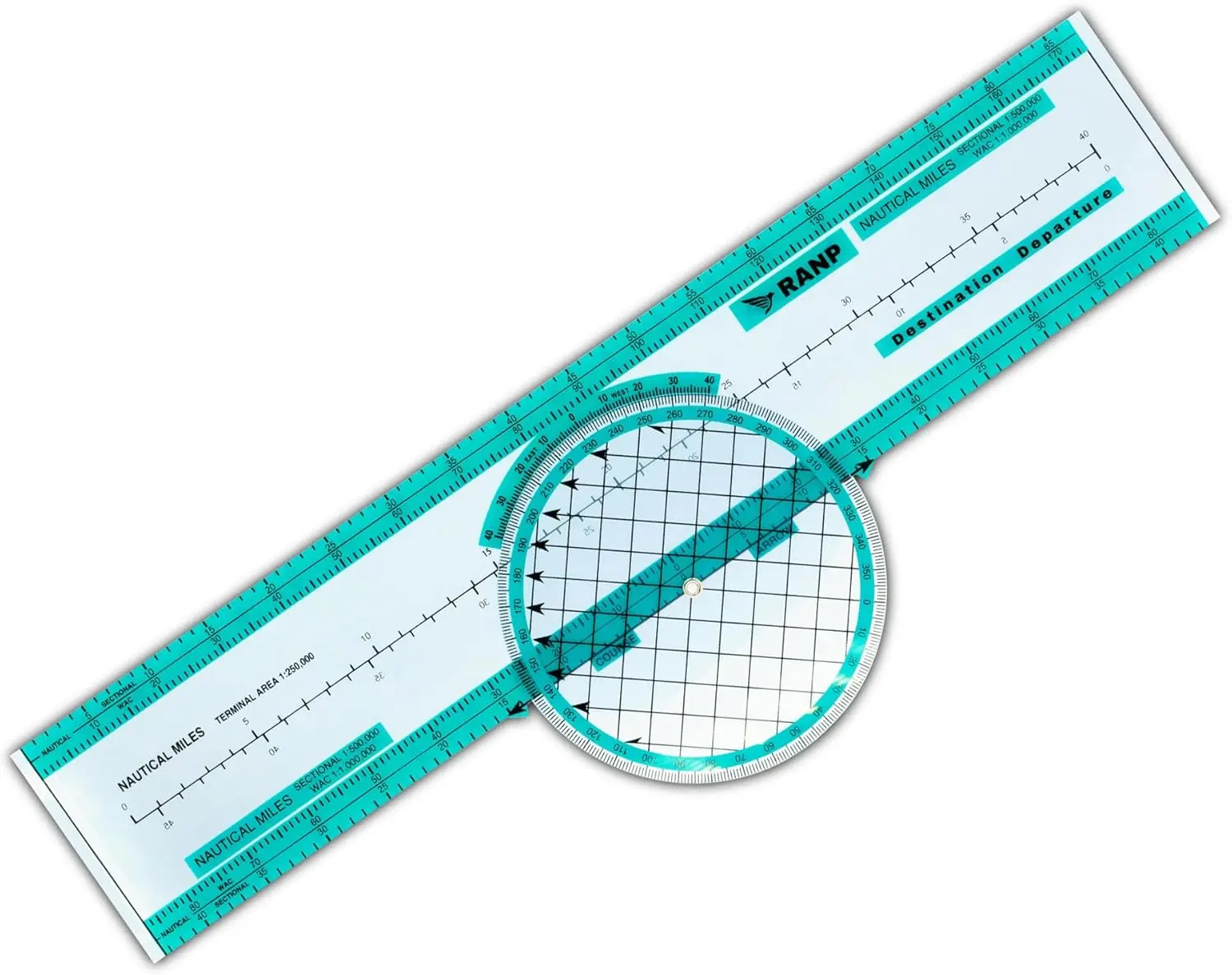 

Aviation Plotter Slide Rule - Rotating Flight Computer & VFR Chart Plotter with 8 Scales, Student Pilot Accessories