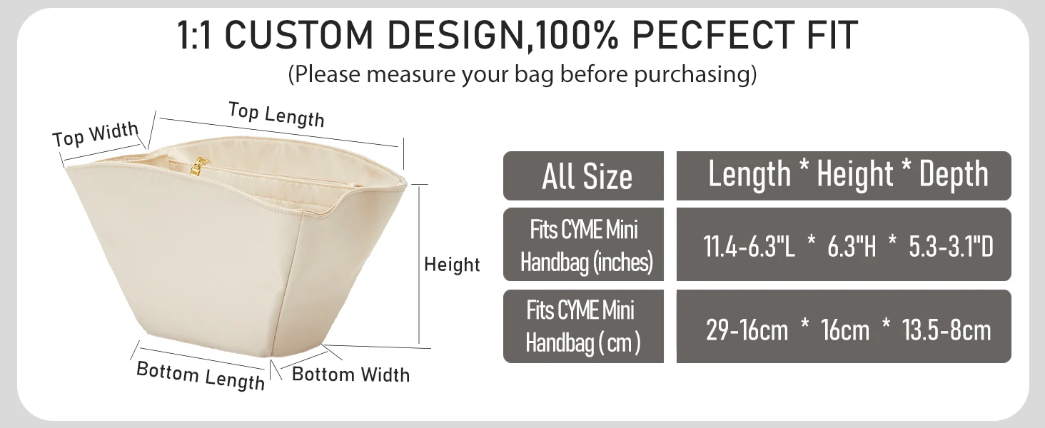 Taschenorganizer-Einsatz für Cyme Mini aus Nylonmaterial, superstark, passend für Taschen, Handtaschen-Einsatz, Taschenzubehör – Detail 3