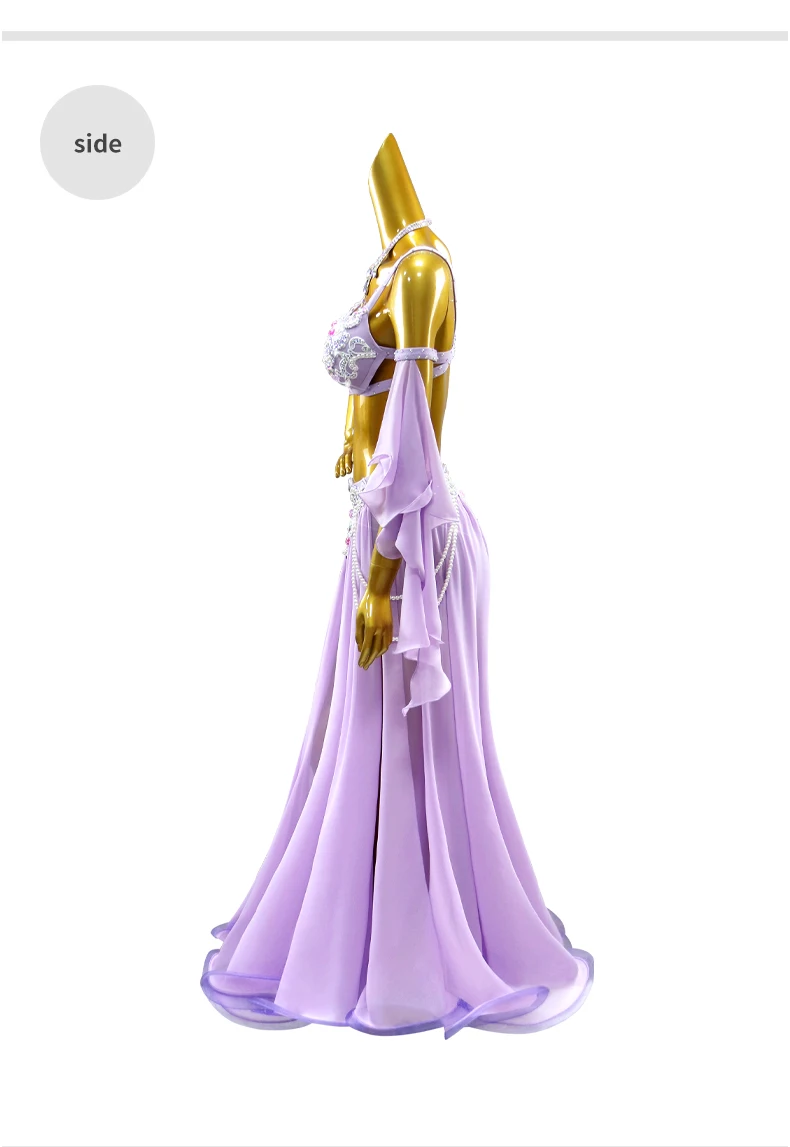 Bauchtanzrock Übungskleidung Orientalisches Kostüm Damen-Abendkleid Mädchen-Auftrittsanzug Langer Anzug Bühnen-Bauchtanzkleidung – Detail 9