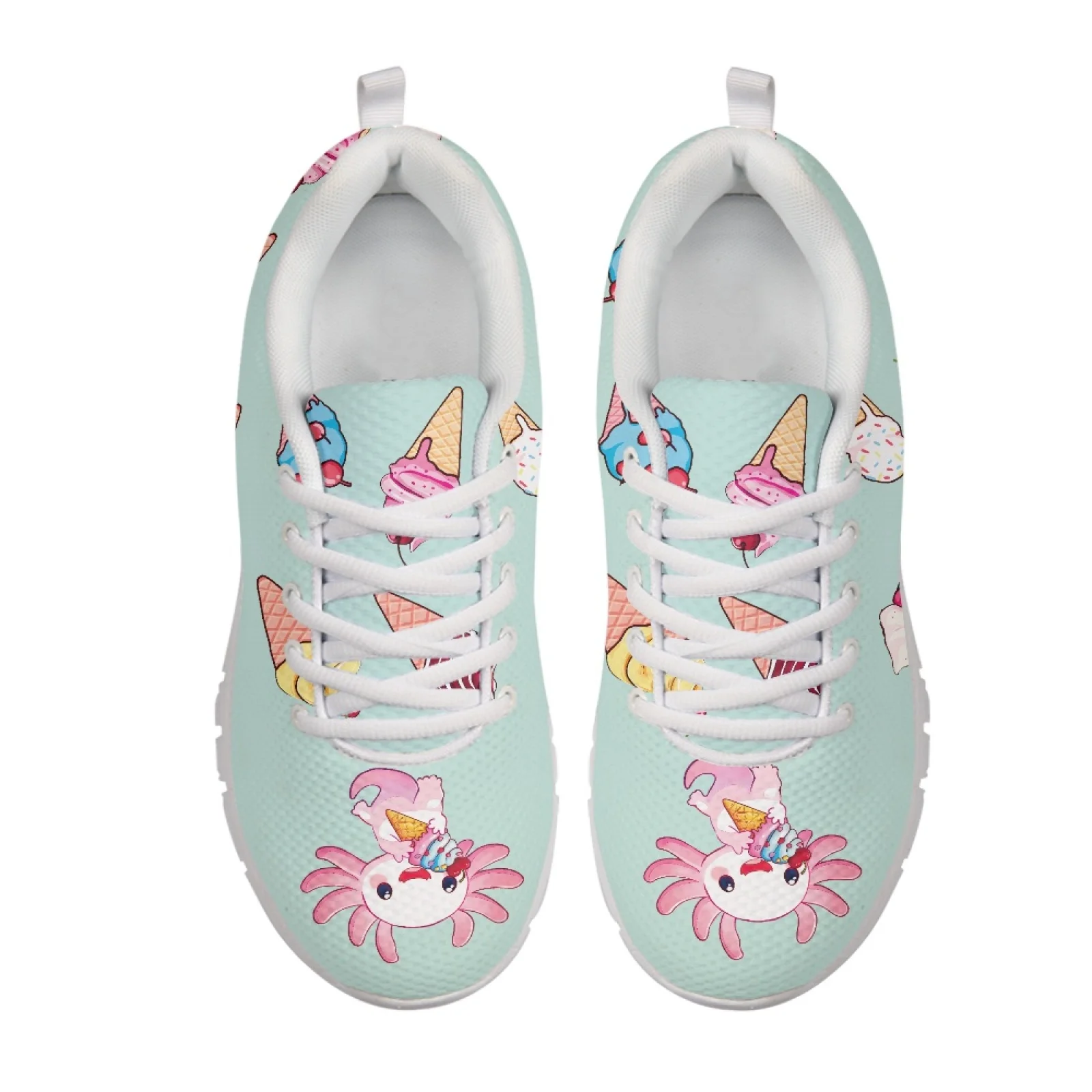 Coloranimal Axolotl Ice Cream Design Soft Tennis Shoes Women's Tennis Shoes Running Shoes for Womens Ladies