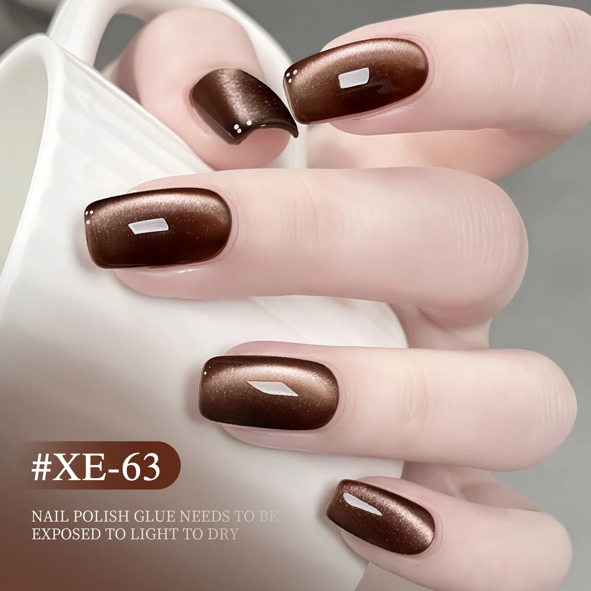 モカブラウンキャットアイパウダーボトル No. 63 超明るいブラウンキャットアイネイルジェルファッション LED サロンキャットアイジェルブリリアントキャットアイ