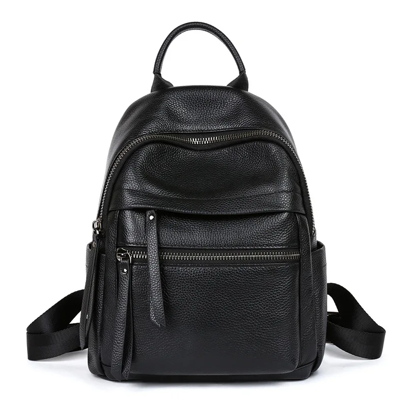 New Women's Leather Backpack Fashion Versatile Leather Large Capacity School Bag