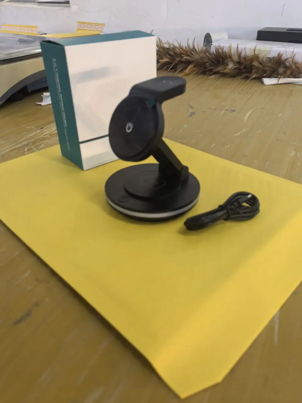 3 in 1 Mag-Safe Charger Stand, Magnetic Foldable Wireless Charging Station for Apple, Rotating & Light Adjust, Mag Charger Compa