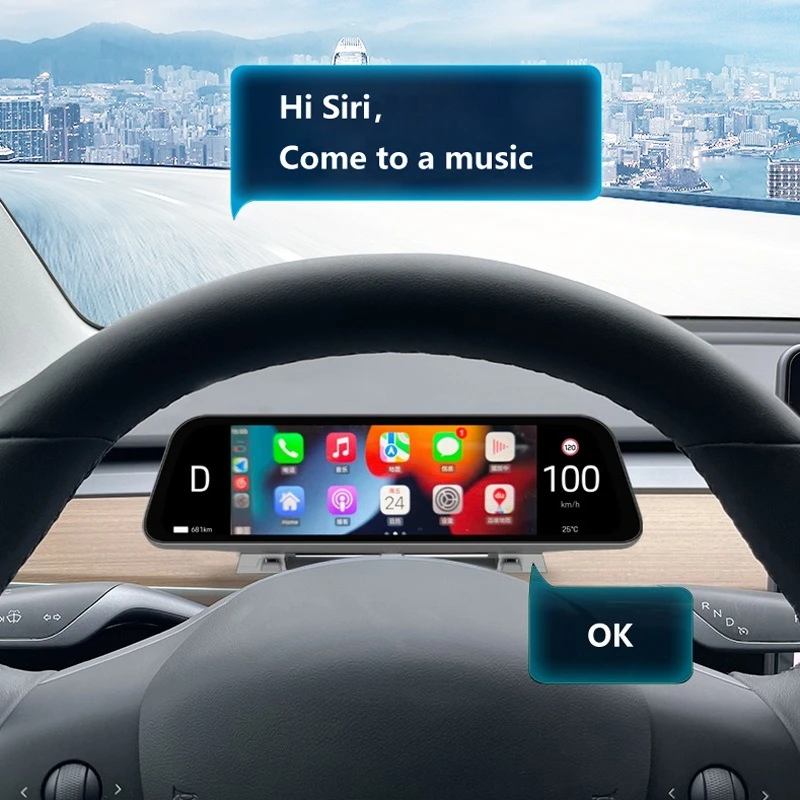 For Tesla Model 3 Highland/Model Y Juniper 9.66 Inches Instrument Display with Air Outlet Car Dashboard Screen Front View Camera