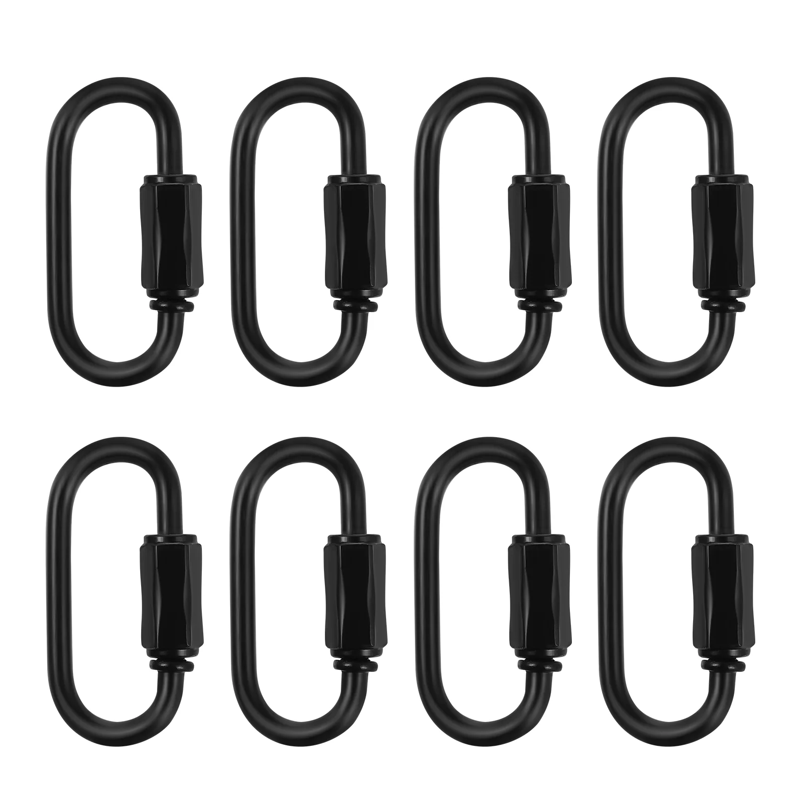 8 Pcs Climbing Carabiner Clip Stainless Steel 304 Black Electroplated Heavy Duty Chain Links Locking Carabiner