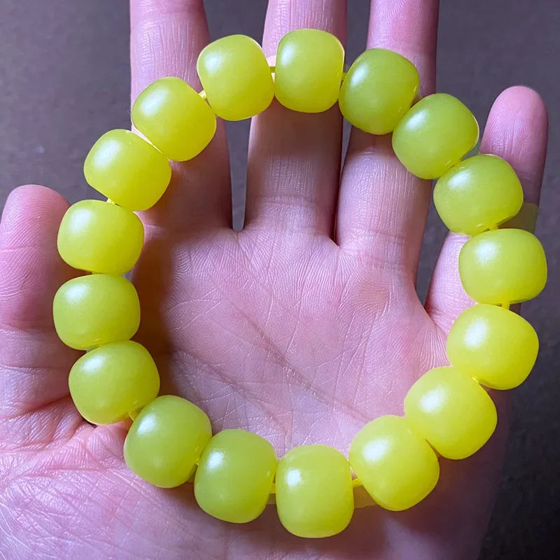 Genuine Natural Cui Jade Chicken Oil Yellow Old Type Beads Ladies' Strings Accessories Topaz Ware Women's Bracelets