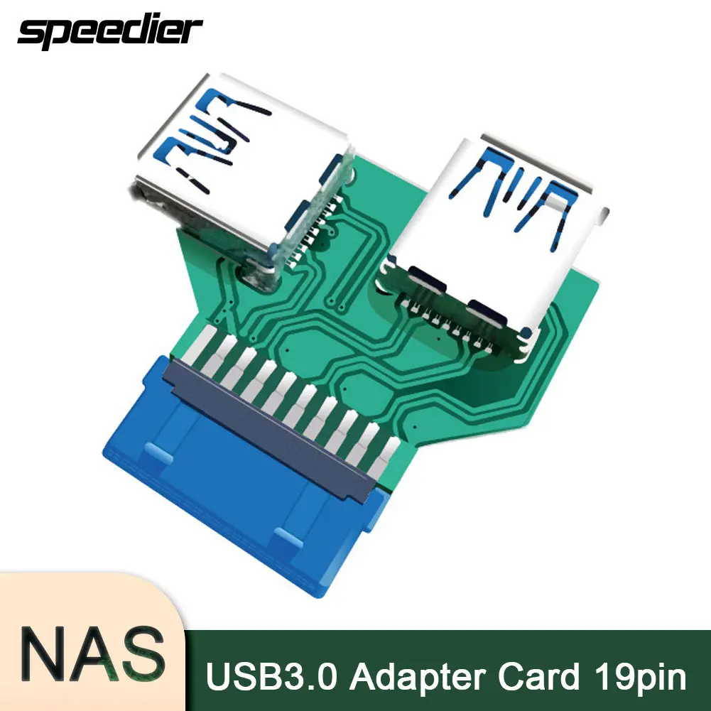 Adaptador de placa base hembra USB 3,0, enchufe de 19/20 pines a divisor Dual USB 3.0A, antiinterferencias para transferencia de datos estable