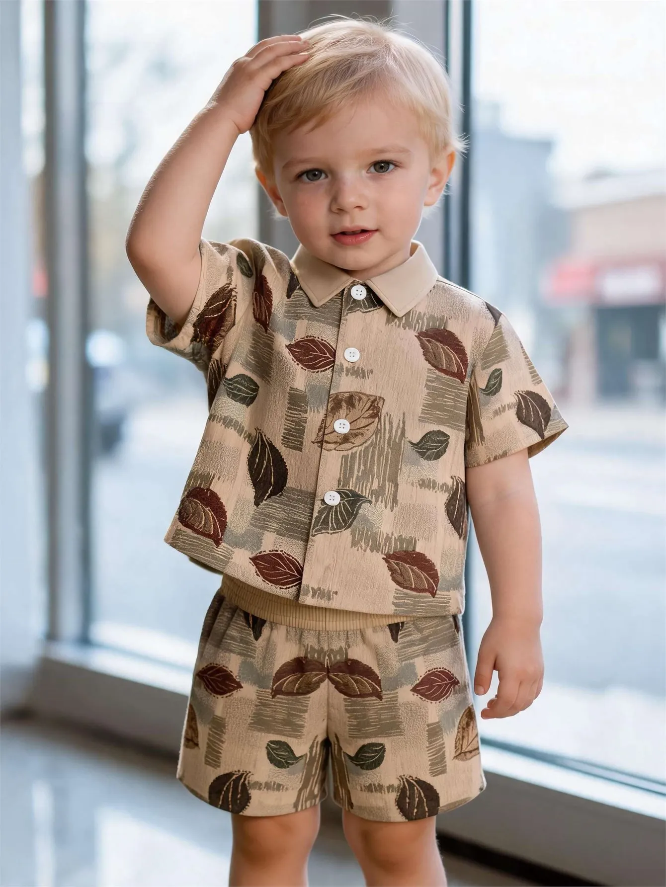 Baby shirt, short sleeved shorts set, breathable, sweat absorbing, quick drying fabric, comfortable and versatile, suitable for