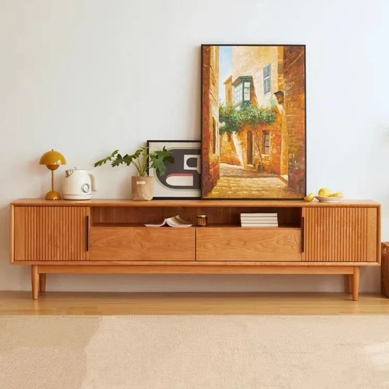 All solid wood cherry wood TV cabinet white oak simple modern living room audio-visual cabinet black walnut locker