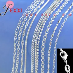 Top Quality 925 Sterling Silver Needle Chain Necklace with Lobster Clasps fit Men Women Pendant 10 Designs Style16-30 Inch