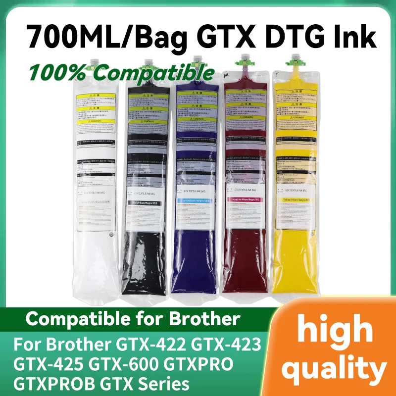 

Textile White Ink Bag With One Time Chip DTG Ink 700ML/Bag GTX Ink Bag For Brother GTX-423 GTX-422 GTX-425 GTXPRO Series Printer