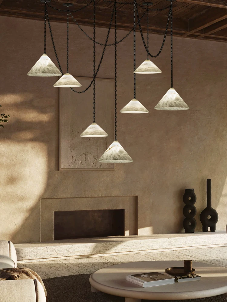 

Marble Umbrella Diy Iron Chain Led 2025 Chandelier Alabaster Lustre Suspension Luminaire Lampen For Corridor Entry Way