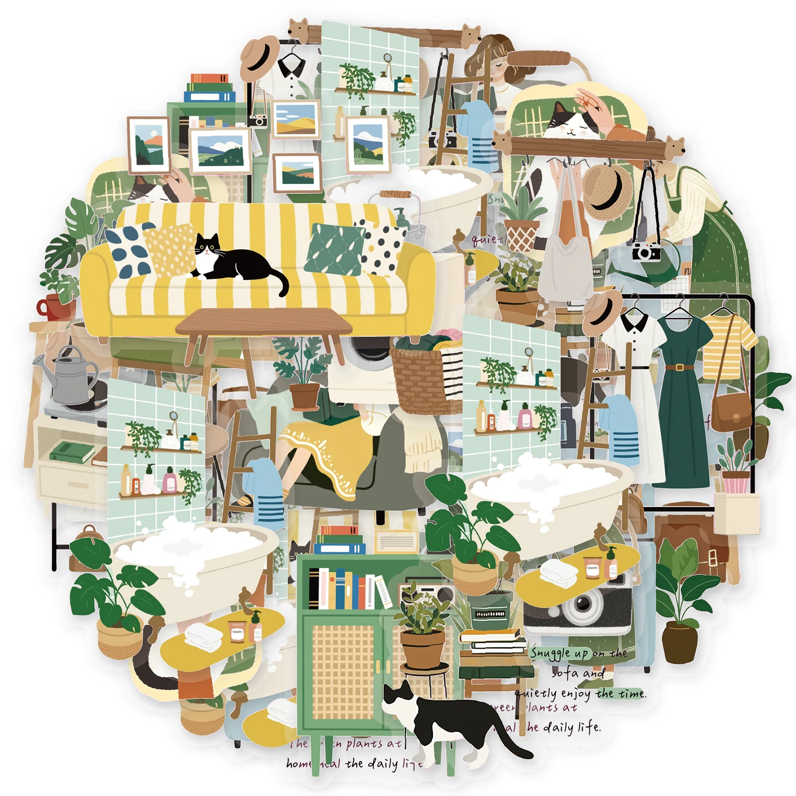 

30pcs Home Casual Sticker Pack for Laptops, Phone Cases, Suitcases, Photo Albums, Home Decor, Kids Crafts, Scrapbooking