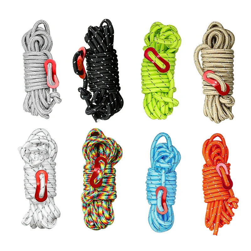 6 mm ltraleichte Zeltschnüre, Campingseile mit Aluminium-Einsteller, Spanner, Outdoor-Camping-Abspannleinen für Zeltplane, Klettern, Wandern