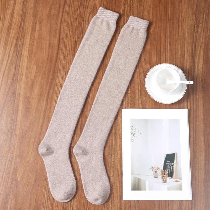 

Женские длинные носки из смеси кашемира, цветные однотонные мягкие носки с отверстием до щиколотки, защита ног, походы и прогулки на зиму