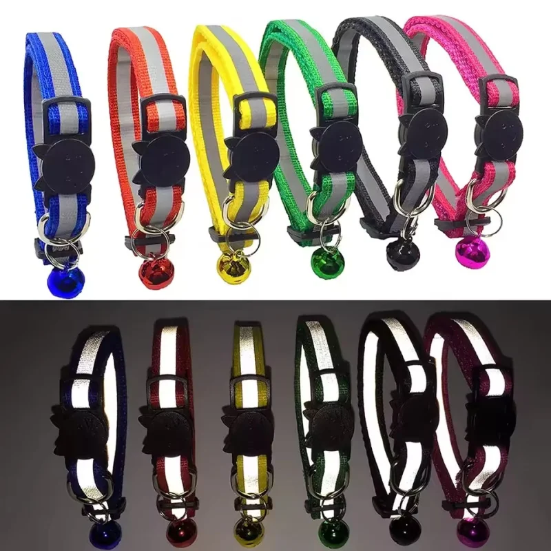 Reflective breakaway cat collar with bell