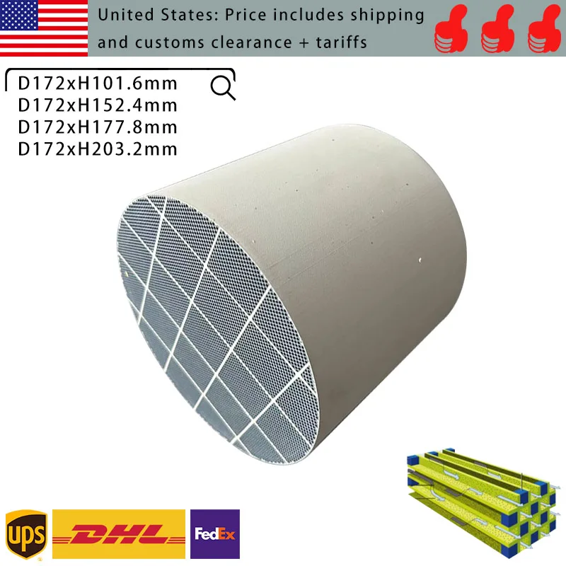 Wkład filtra cząstek stałych (DPF) z SiC, 172 mm, wysokowydajny katalizator do układu wydechowego, ekologiczny.