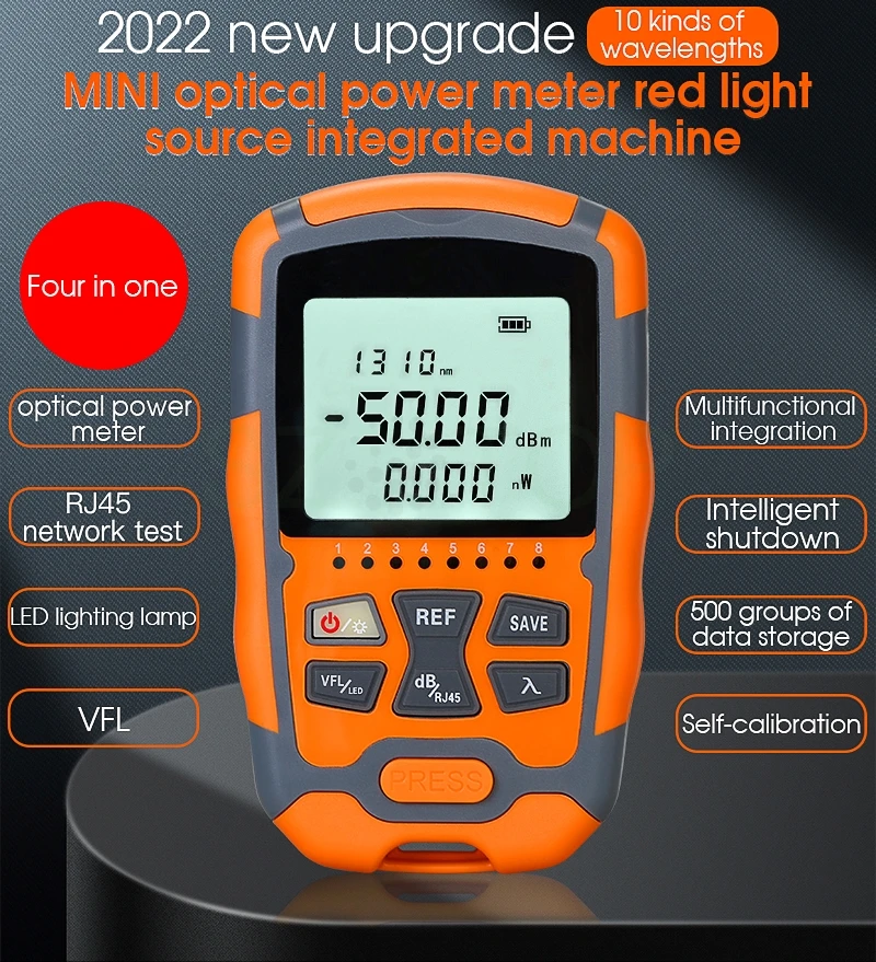 

Mini 4 in 1 Multifunction Optical Power Meter Visual Fault Locator Network Cable Test optical fiber tester OP-PVM50 DIY