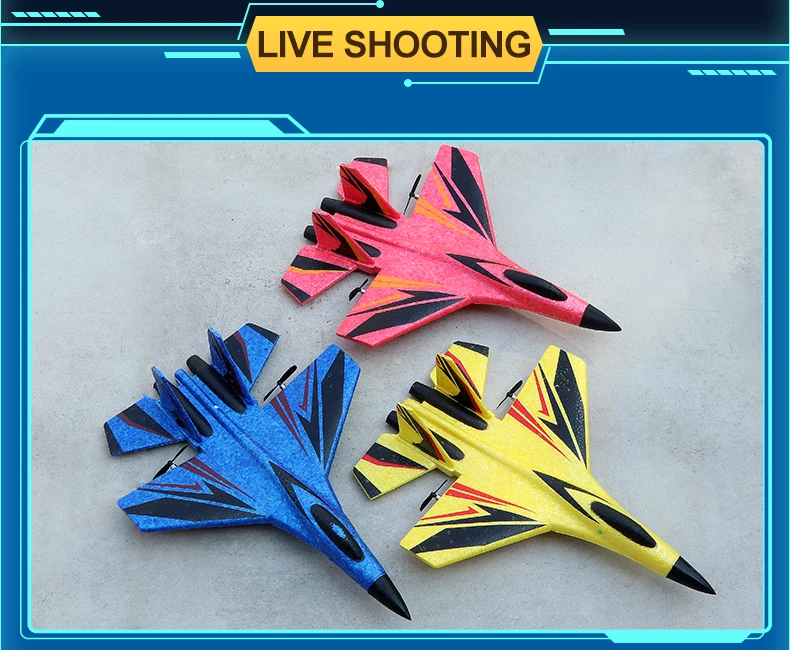 子供用リモコン付きSU57ラジコン飛行機,ライト,固定翼,手投げ,フォーム