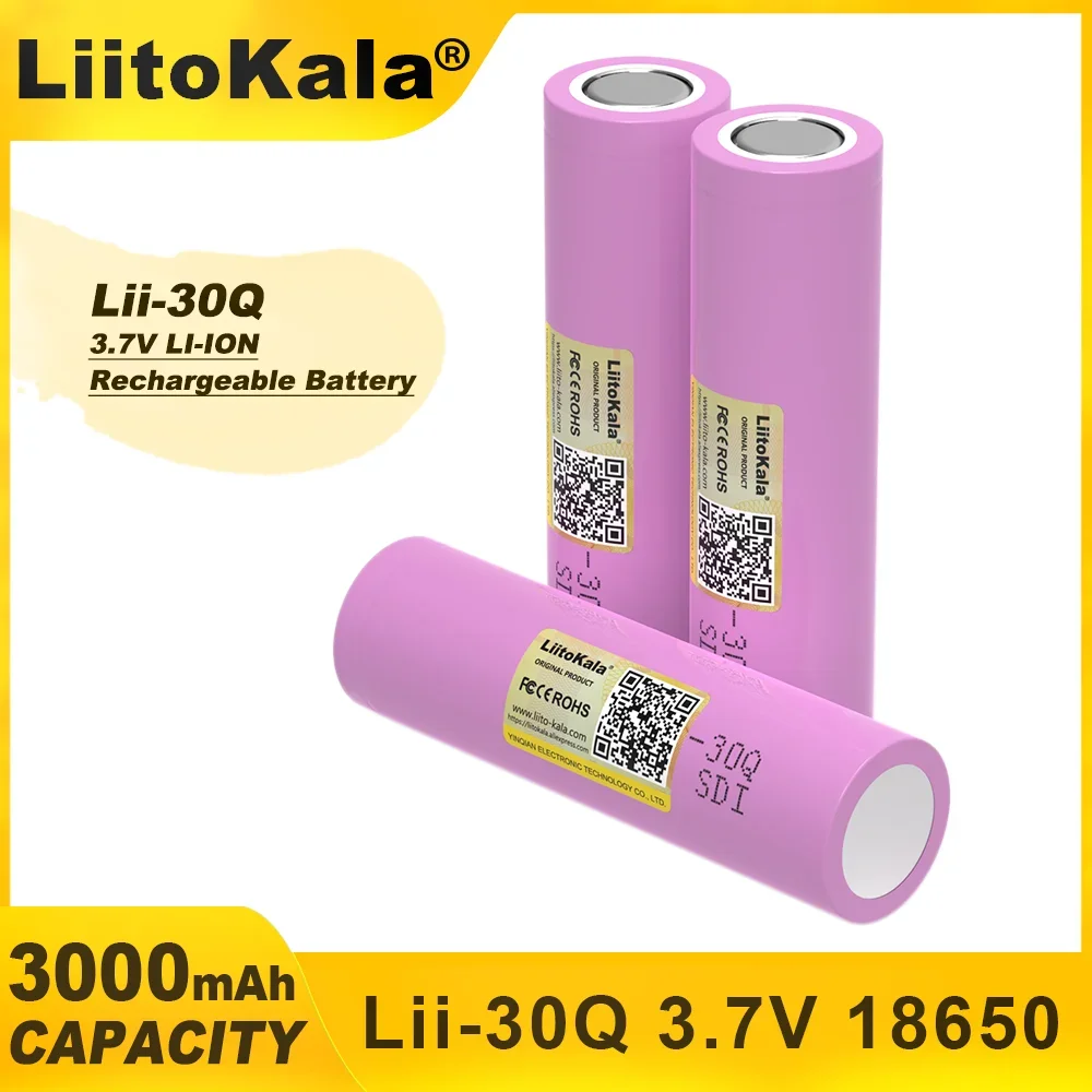 Liitokala 100% Original ICR18650 30Q 3000mAh Lithium Battery Powered Rechargeable Battery Electric Tools communications