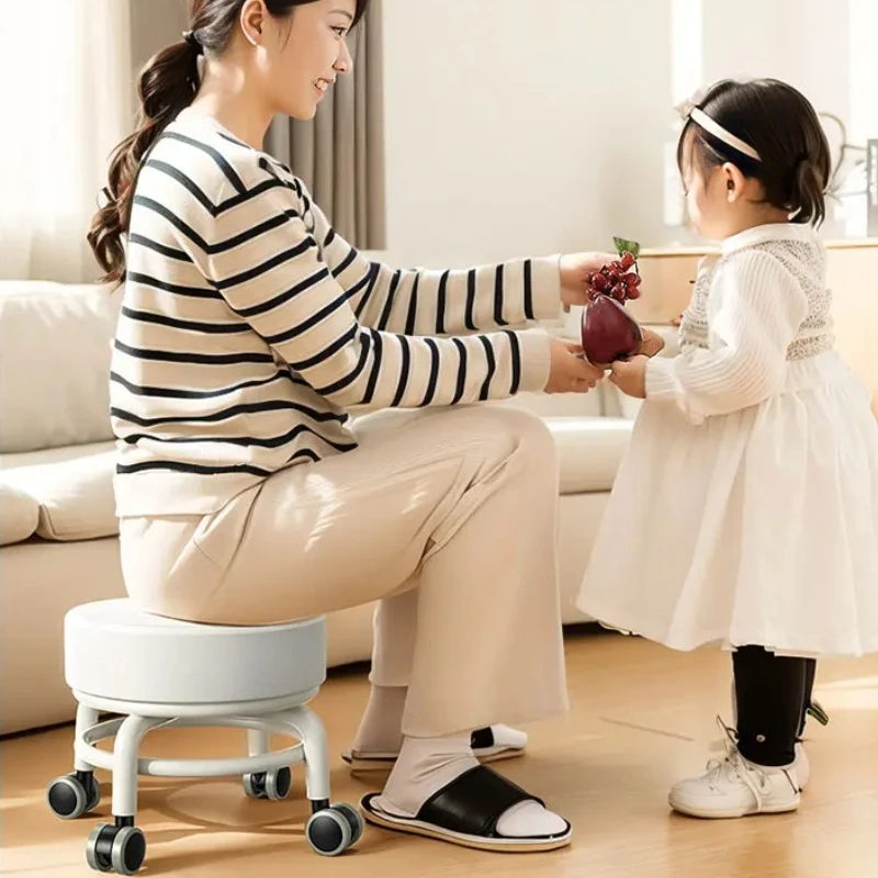 ‌Ergonomic Swivel Stool with Silent Wheels - Low Seat for Baby Walking, Floor Cleaning, Tile Grouting, Non-Slip Cushion