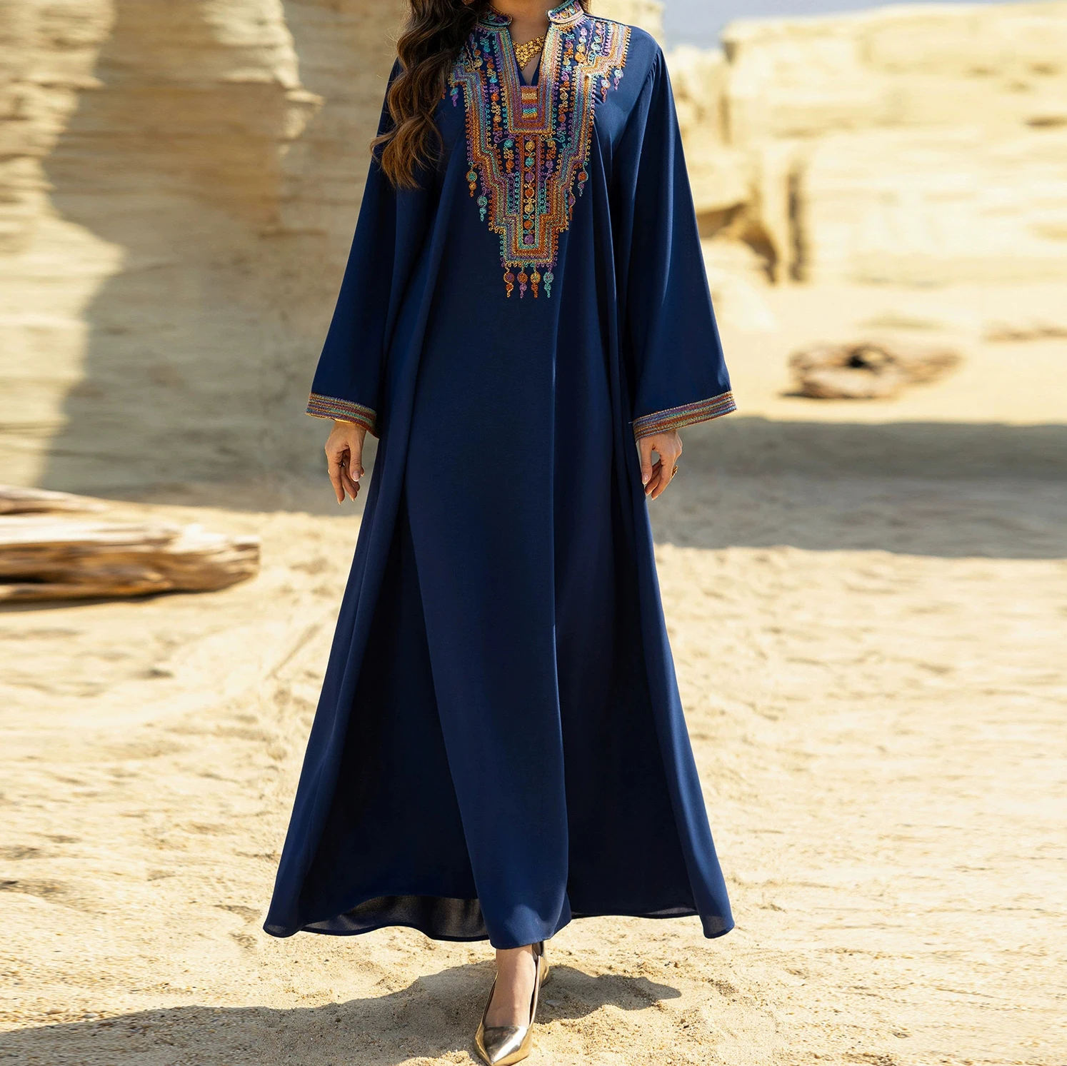 Sukienka arabska z haftem sznurkowym w stylu Bliskiego Wschodu, sukienka Dubaj - GZXX544