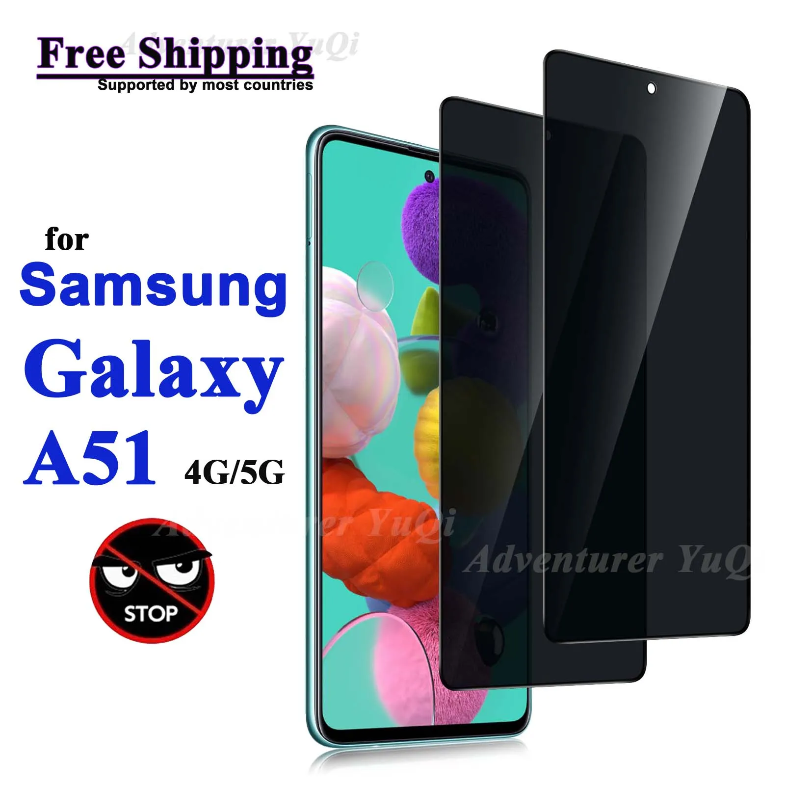 Anti Spy Screen Protector For Galaxy A51 4G 5G Samsung, Tempered Glass Privacy Anti Peep Scratch 9H Case Friendly High Aluminum