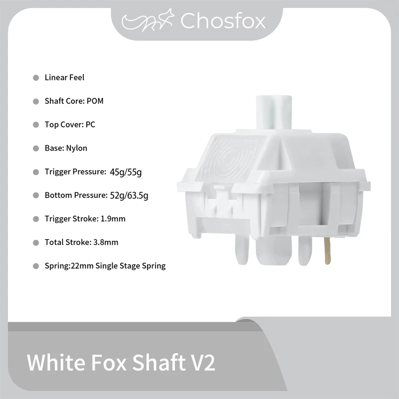 

Chosfox& HMX White Fox Linear Switch V2 45g/55g Mechanical Keyboard Linear Switch HiFi Sound RGB Gaming Hot Swap Custom Switch