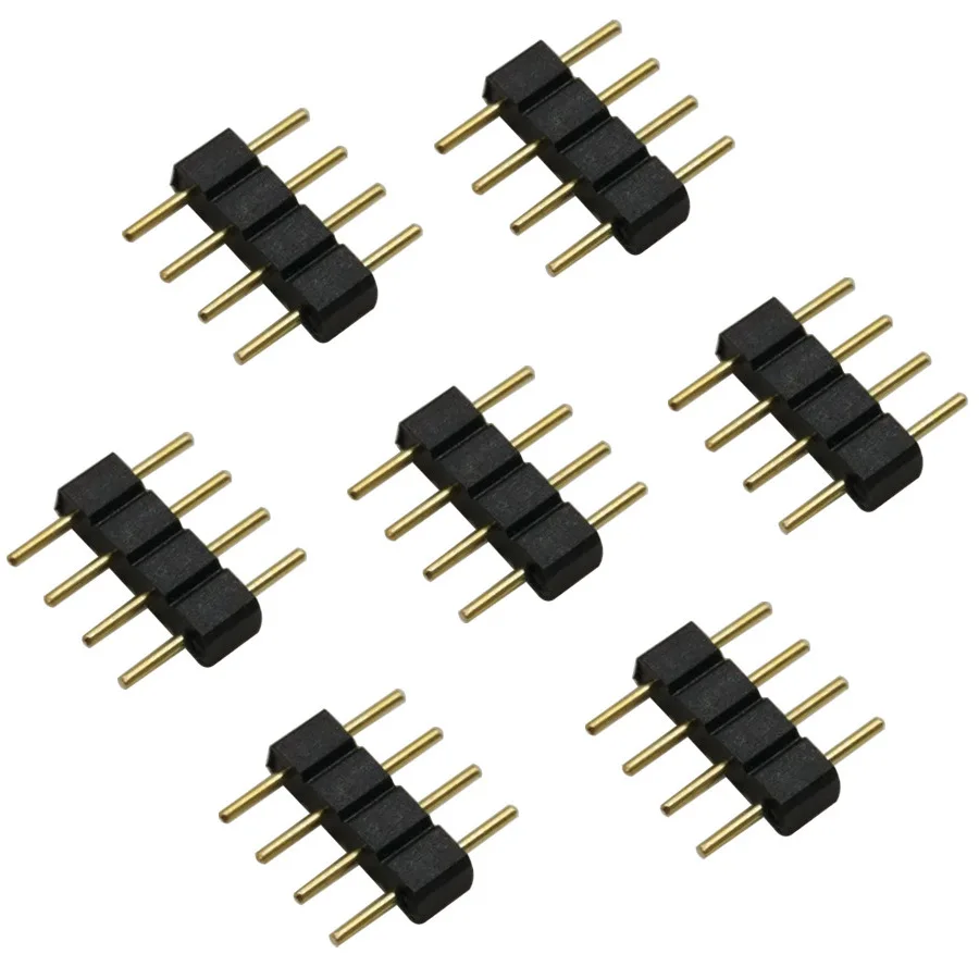 10pcs Led Strip Connector 4 Pin RGB Double Row Male LED Connector for RGB 2835 5050 LED Strip Lamp Connector