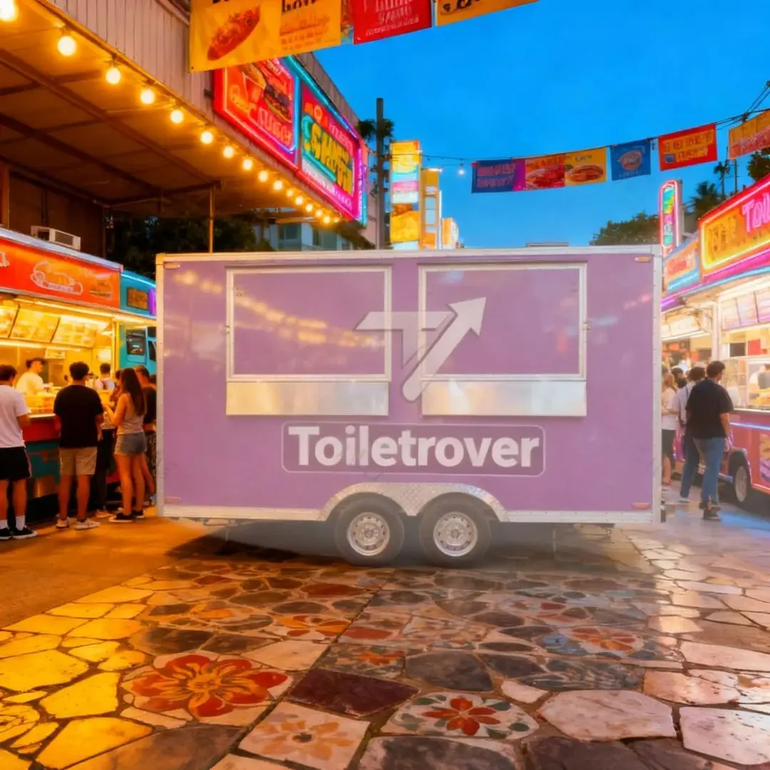 

Dual-Window Design for Enhanced Convenience: Pink Square Outdoor Food Trailer, Commercial Mobile Snack Cart Customizable