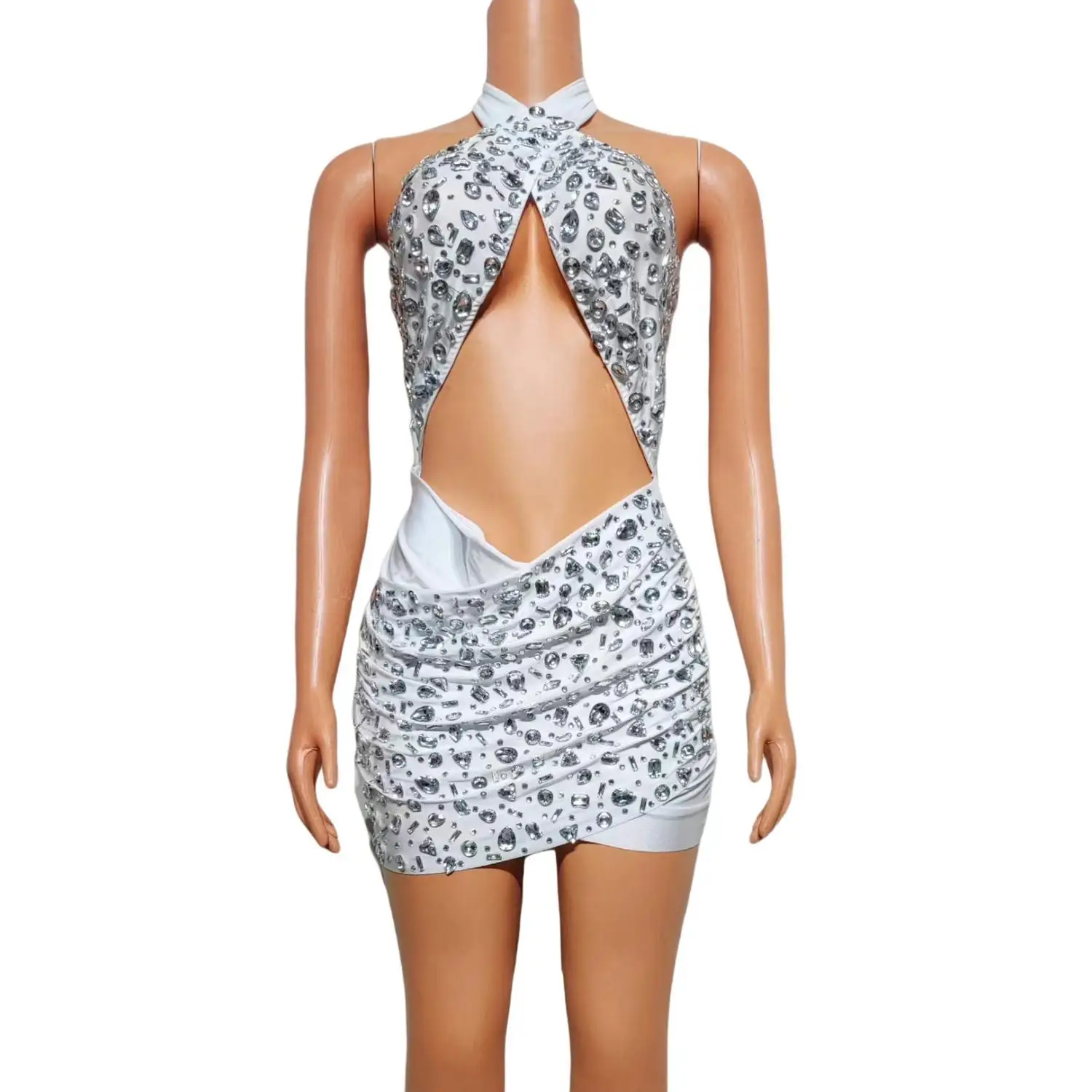 Multiple Colors Can Be Customized-Sexy Nightclub Dance Girl Sparkling Short Dress Sexy Navel Exposed Stage Outfit Party Dress