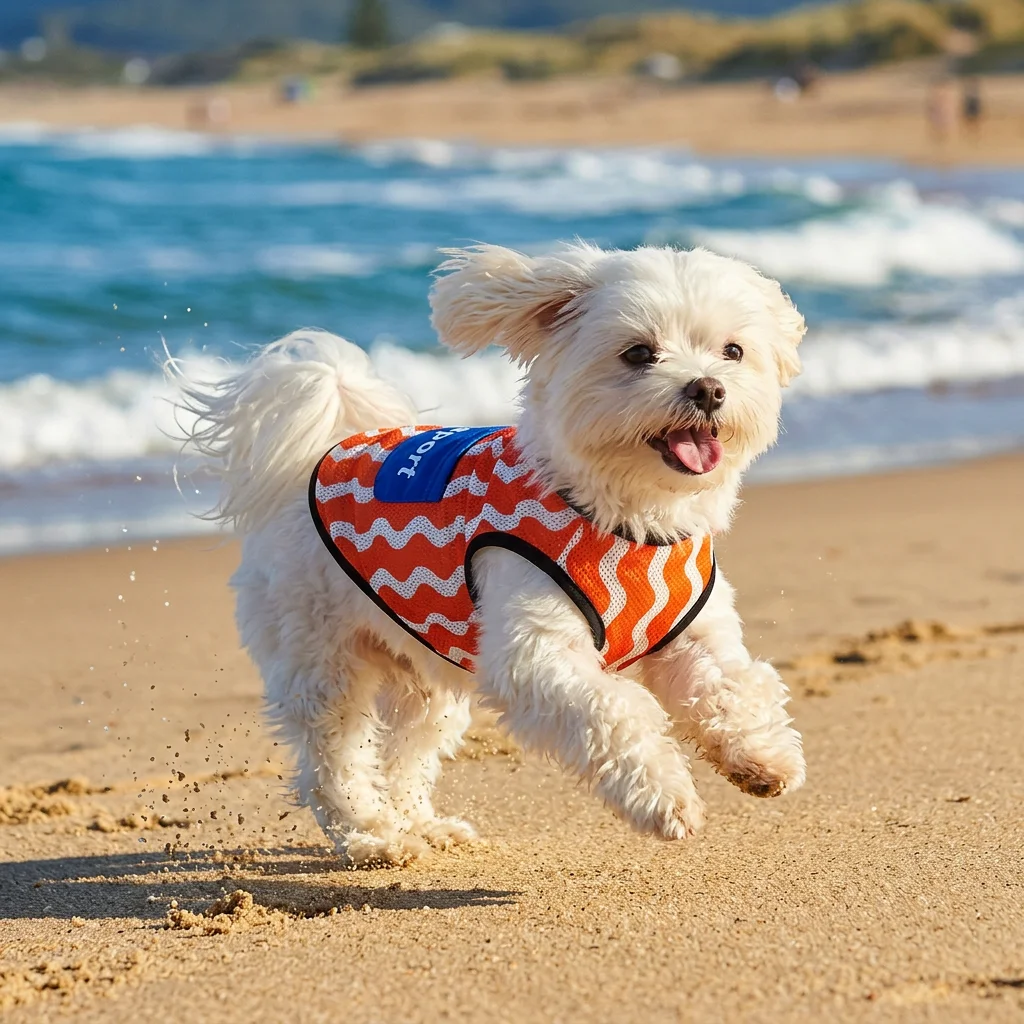 Chaleco malla transpirable para perros y gatos – Estampado ondas azul - imagen 3