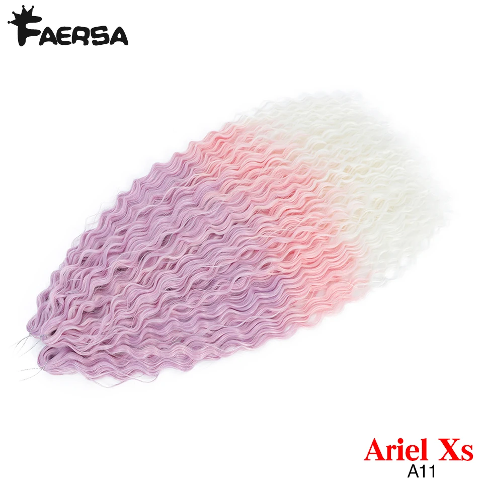 Ariel-Xs – Extension capillaire synthétique ondulée bouclée, cheveux Afro bouclés au Crochet, ombré, blond, rose