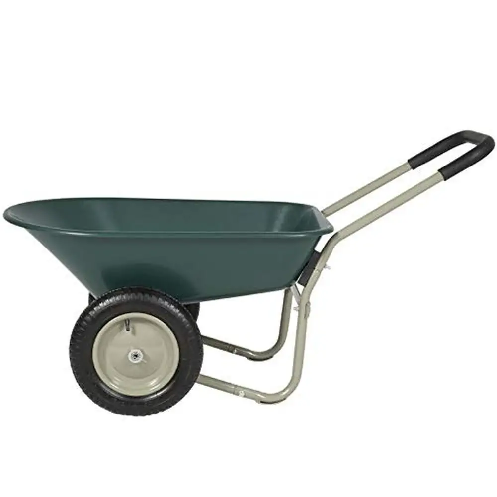 2-Tire Polyurethane Wheelbarrow Cart 330 lbs Capacity Easy-Steer Rubber Wheels 36