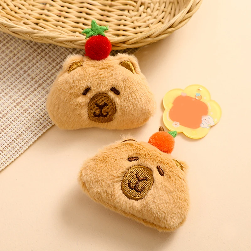 Cute Fruit Capibara peluche portachiavi Cartoon Capibara farcito bambola ciondolo auto portachiavi zaino borsa Decor regalo per bambini