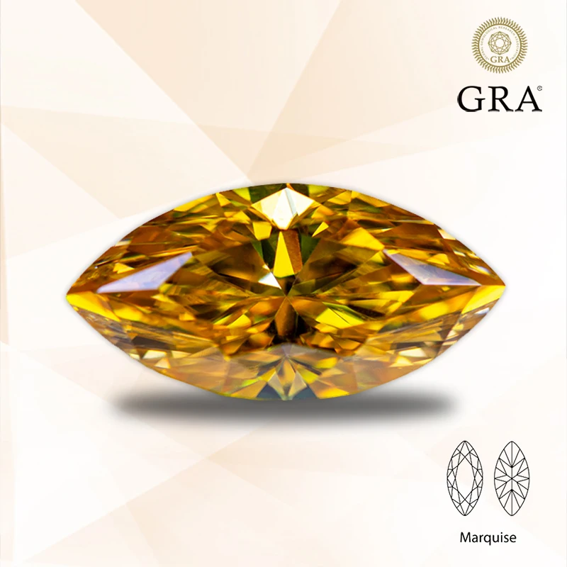 

Муассанит золотого и желтого цвета в форме маркиза VVS1, бусины для подвесок «сделай сам», материалы для изготовления ювелирных изделий, подвески с сертификатом GRA