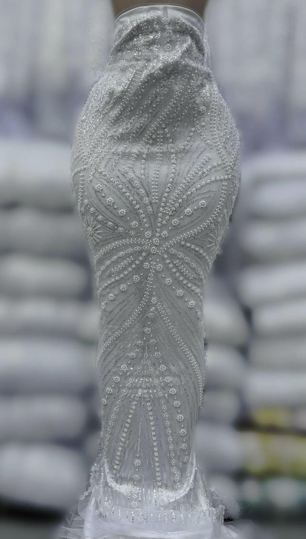 

African Sequins Lace Fabrics Green 5 Yards 2026 High Quality French Nigerian Groom Lace Fabrics For Sewing Dress Wedding Party