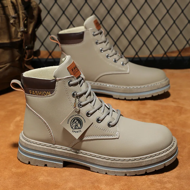الرجال أحذية عالية الجودة 2025 الخريف الشتاء أحذية من الجلد موضة في الهواء الطلق حذاء من الجلد للرجال الدانتيل متابعة أحذية مريحة عدم الانزلاق #5