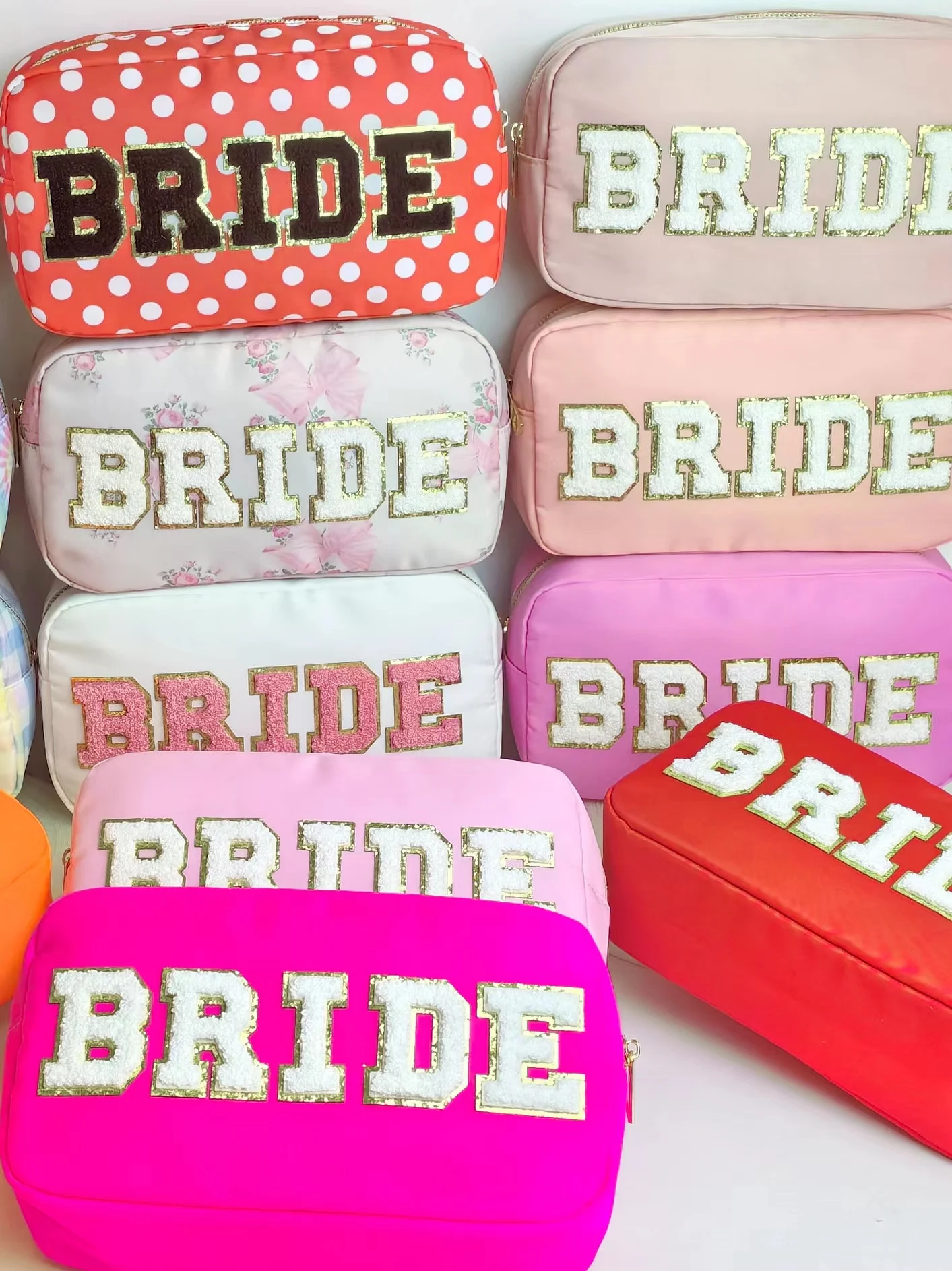 

Letter patch "BRIDE" Cosmetic Bags Bridal Party Make Up Bags Pouch Necessaries Groom Tote Bride Bridesmaid Proposal Giftay Gift