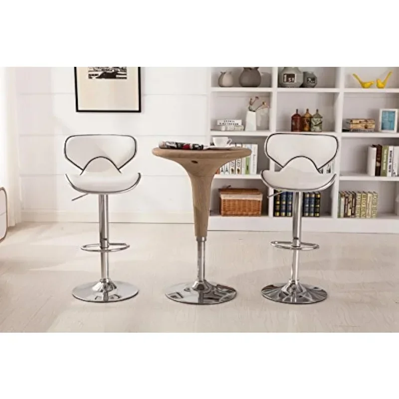 for Roundhill FurnitureCushioned Leatherette Upholstery Airlift Adjustable Swivel Barstool with Chrome Base, Set of 2