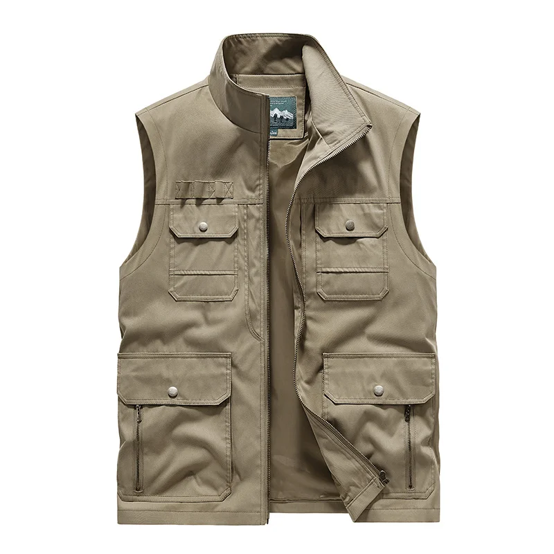 Tactical Military Vest Work Men Sleeveless Parka Man Multi Pocket Jacket Denim Men\'s Fishing Clothing Motorcyclist Multi-pocket