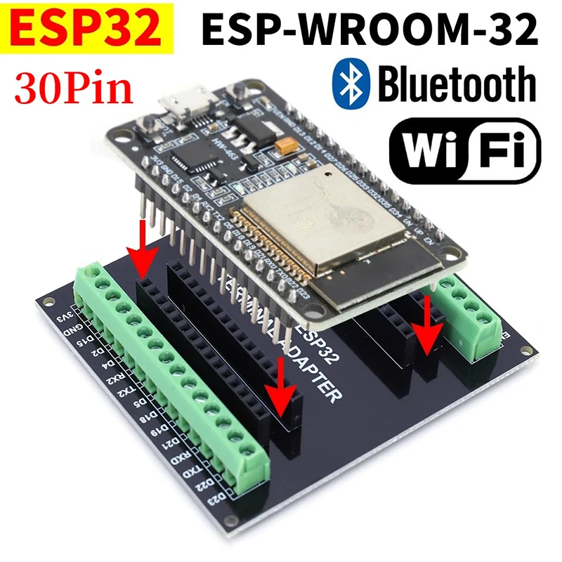 ESP32 Development Board with IPEX Port Expansion Board Kit ESP32-WROOM-32U Bluetooth WiFi Module Type-C 30 pin CP2102 ESP-32