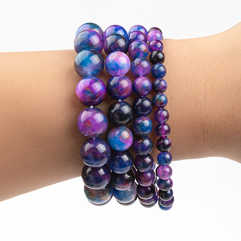 Himmel Sugilite Armbänder Natürliche Sternen Sternen Glänzende schillernde handgemachte Perlen Mode Damen Andenken 15" Großhandel 6/8/10/12MM – Detail 5