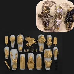 1pc Statue Bowknot Cobra Castle Dragon Sea Starfish 3D Acrylic Nail Mold Nail Art Decorations Silicone Nail Mould