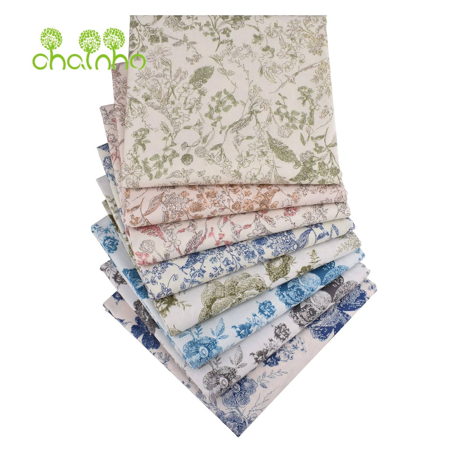 Digital Printed Plain Weave Poplin Cotton Fabric,DIY Quilting Sewing Material,Patchwork Cloth,6 Designs Floral Series,26PC47